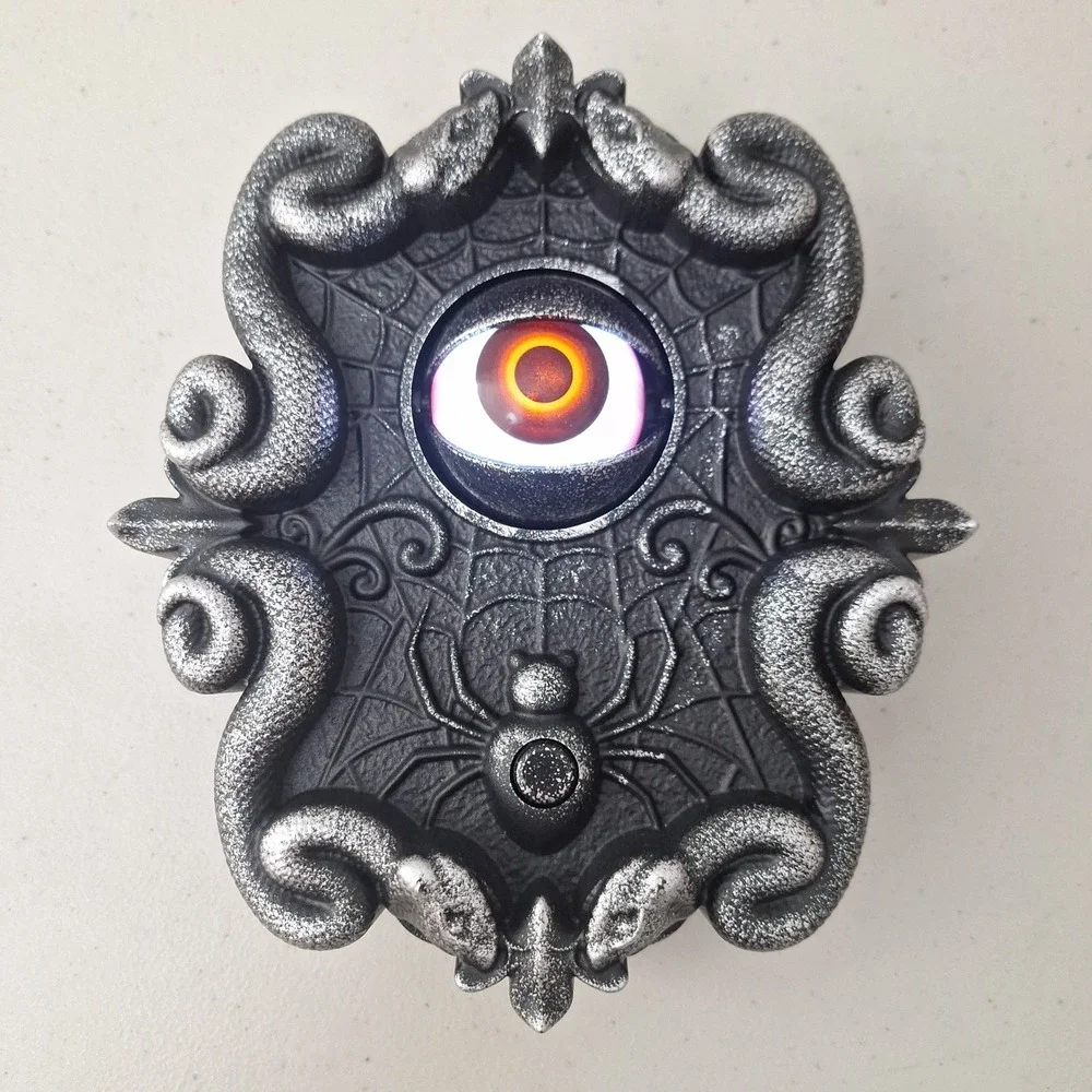 Vtg Halloween Animatronic Eyeball Doorbell Illumiated Spooky Voice/Sounds WORKS